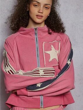 NWOT POL French Terry Starry Zip-Up Size M